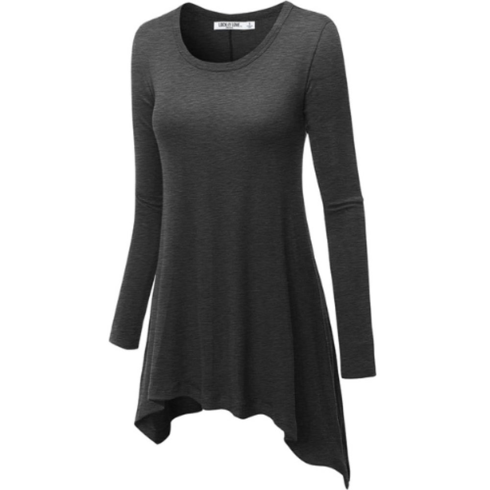 Tunic - Long Sleeve Top Charcoal Gray